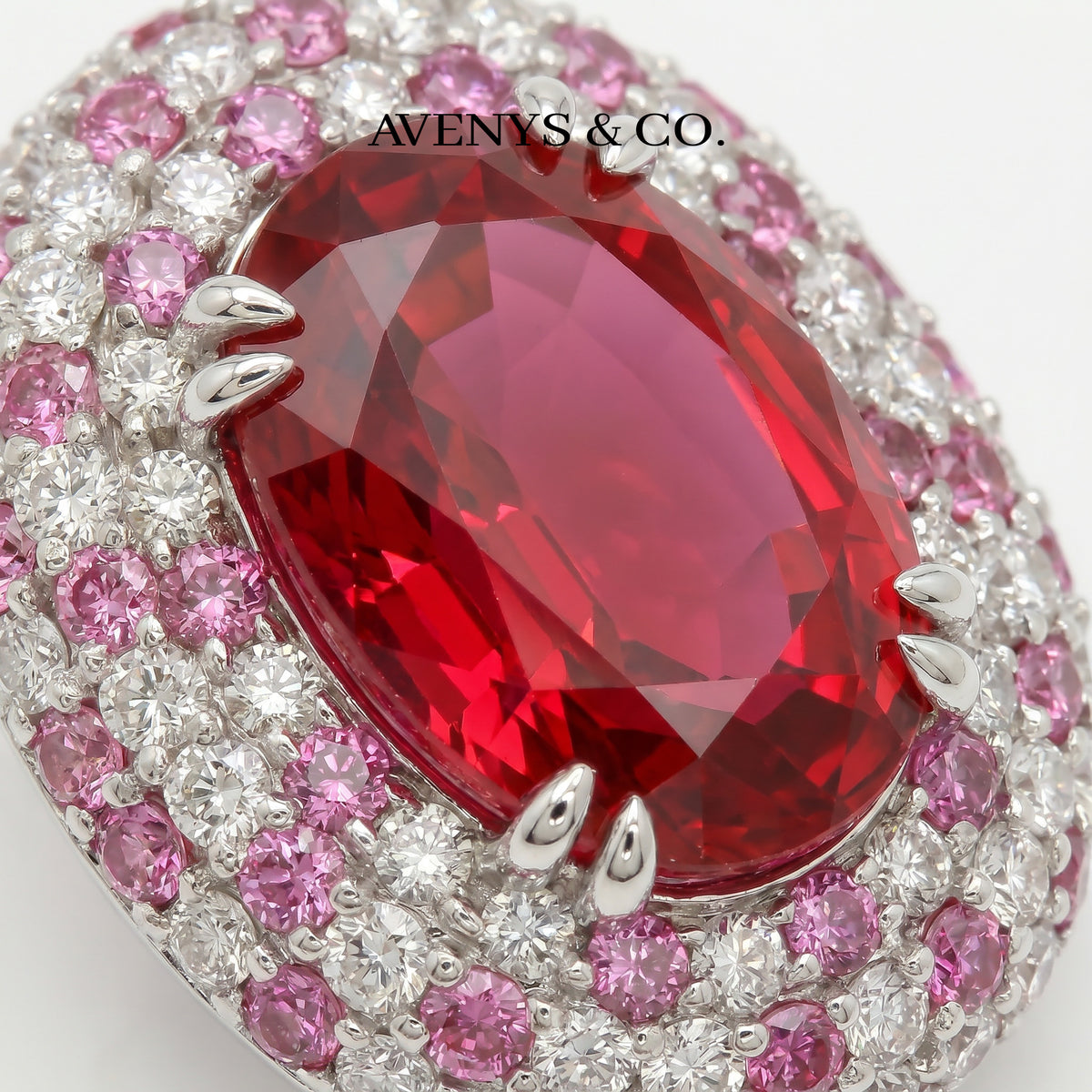 Ruby Empress with Red Oval Stone – on White Gold – AVENYS MALAYSIA
