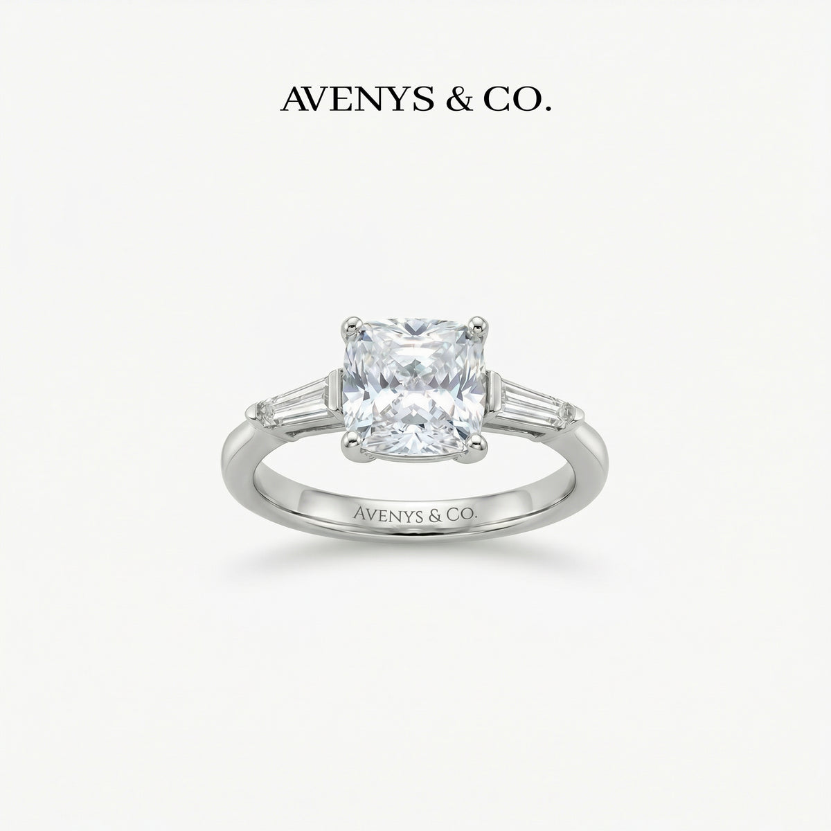 Princess Trilogy Ring with White Princess Stone – on White Gold