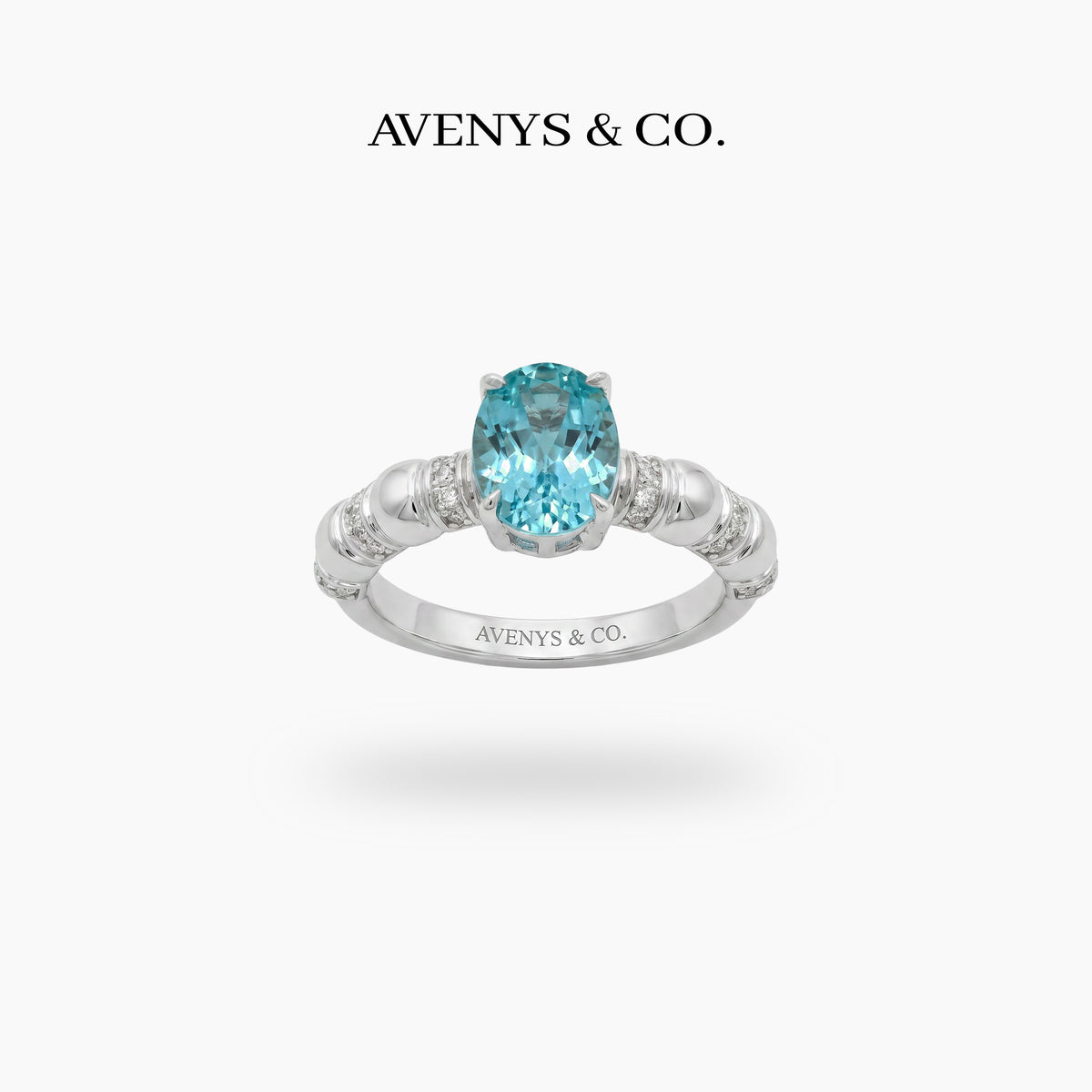 Oval Paraiba Solitaire Ring with Paraiba Oval Stone – on White Gold