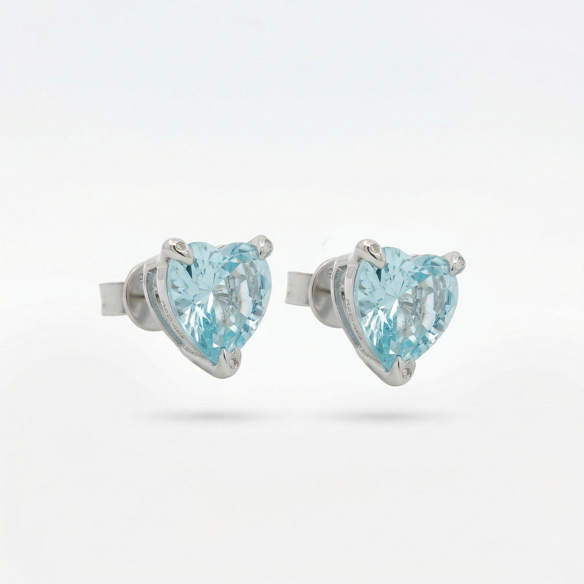 Love Heart Earrings with Paraiba Heart Stone – on White Gold