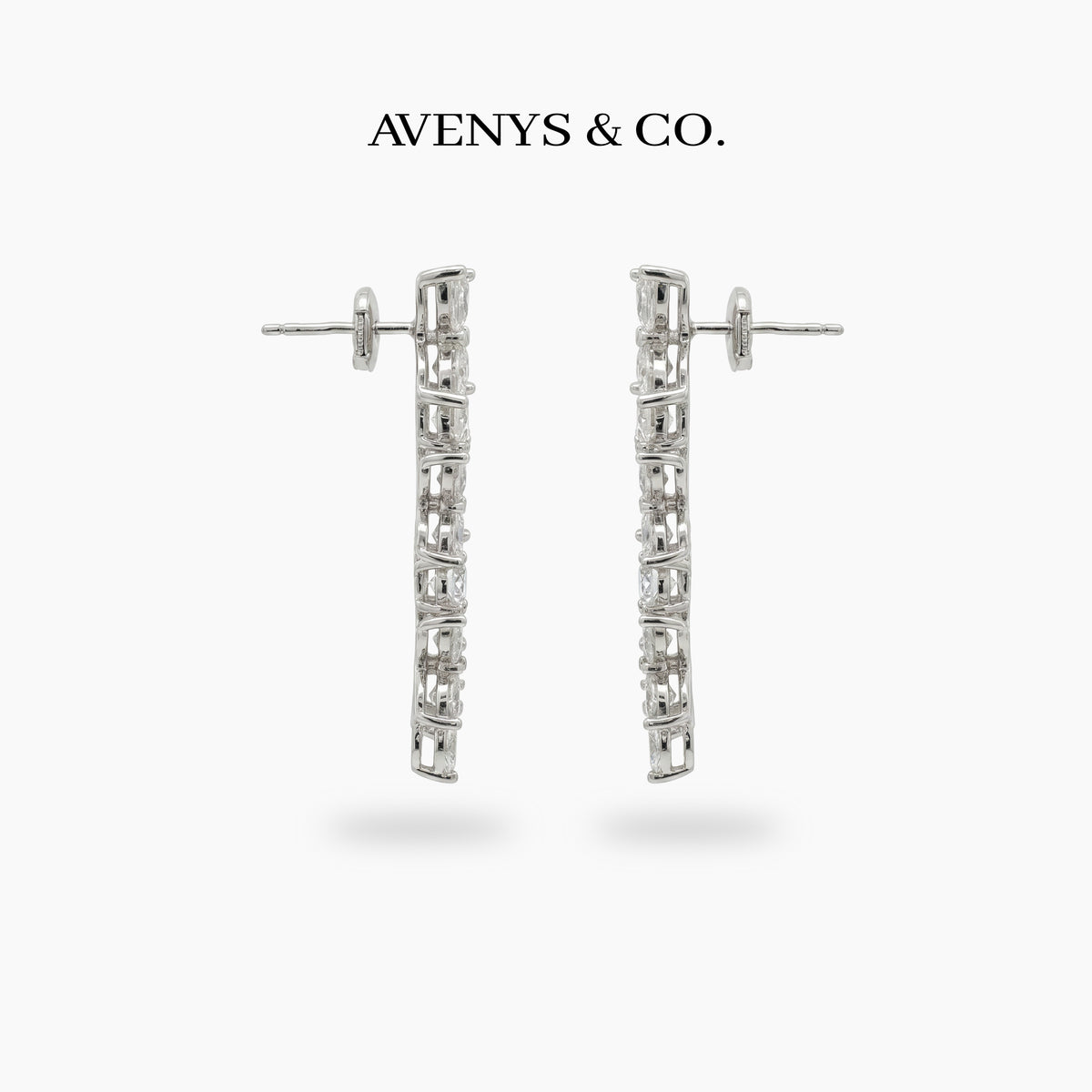 Star Eternity Earrings with White Marquise Stone – on White Gold