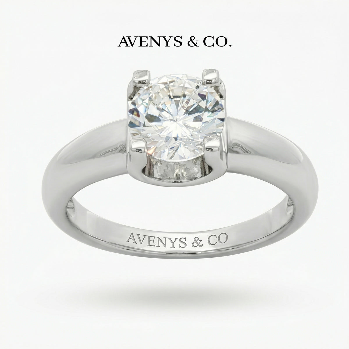 Suspension Max Ring with White Round Stone – on White Gold