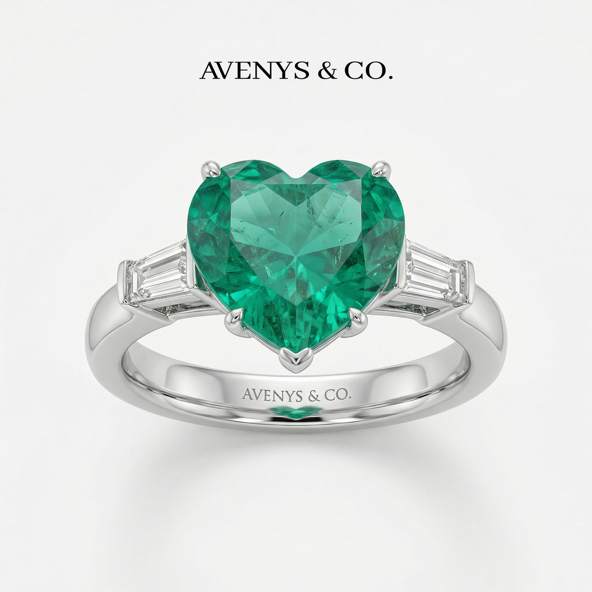 Love Heart Trilogy with Paraiba Heart Stone – on White Gold