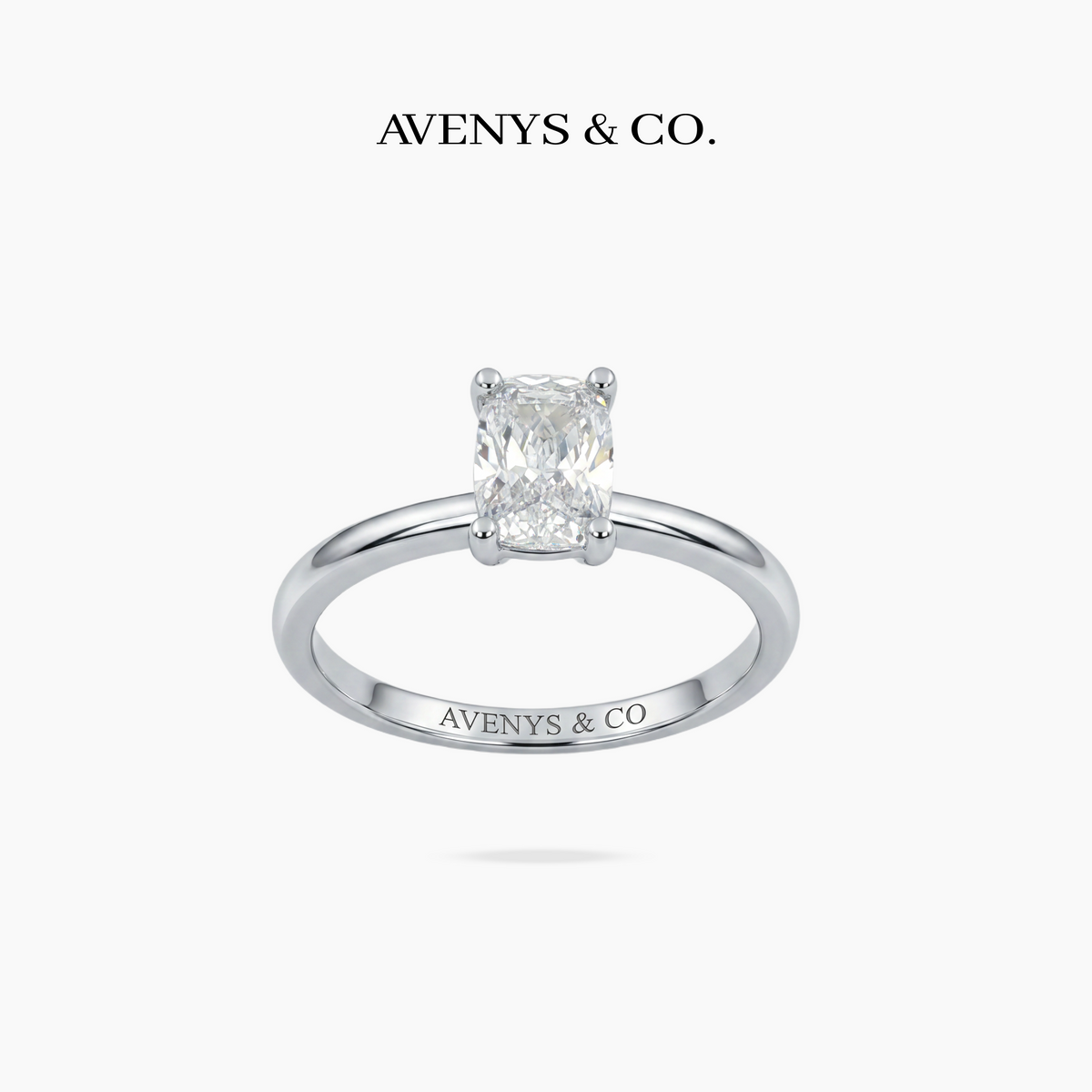 Cushion Delicate Ring with White Cushion Stone – on White Gold