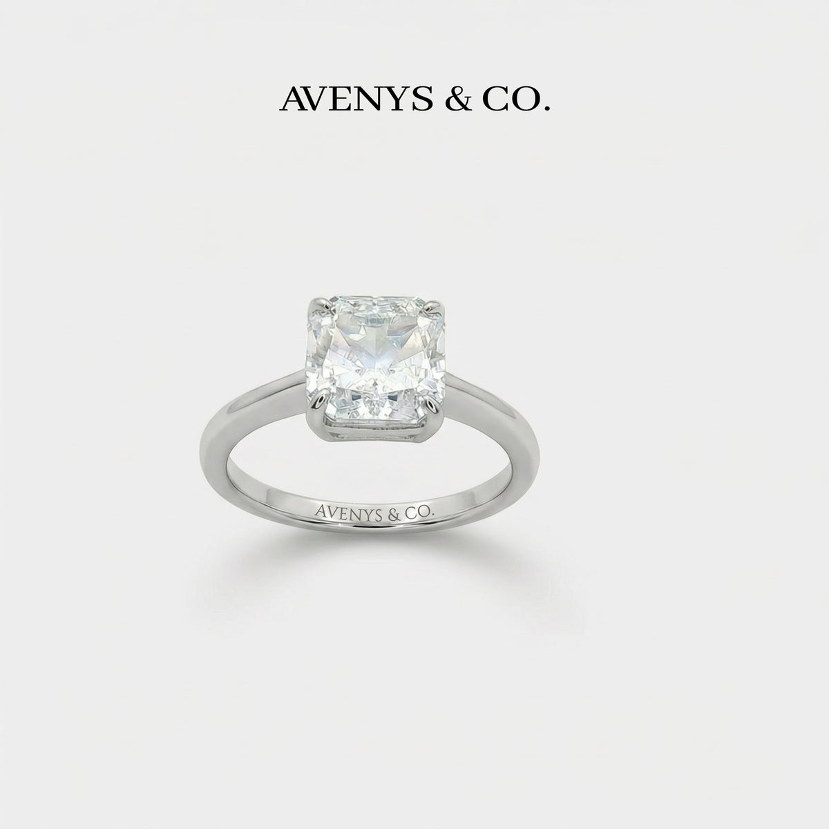 Princess Square Ring with White Princess Stone – on White Gold