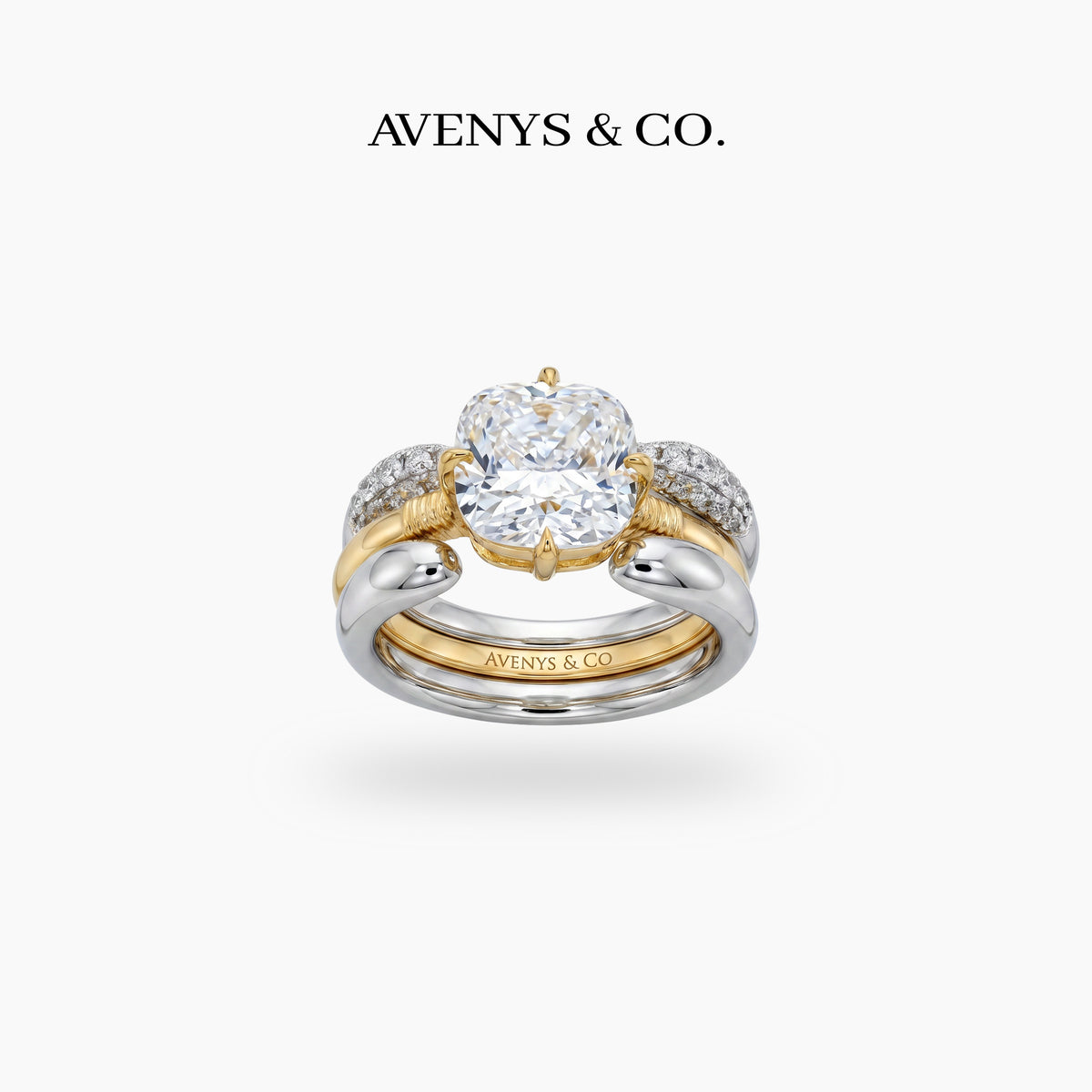 Triple Stacking Solitaire Ring with White Round Stone – on Yellow Gold