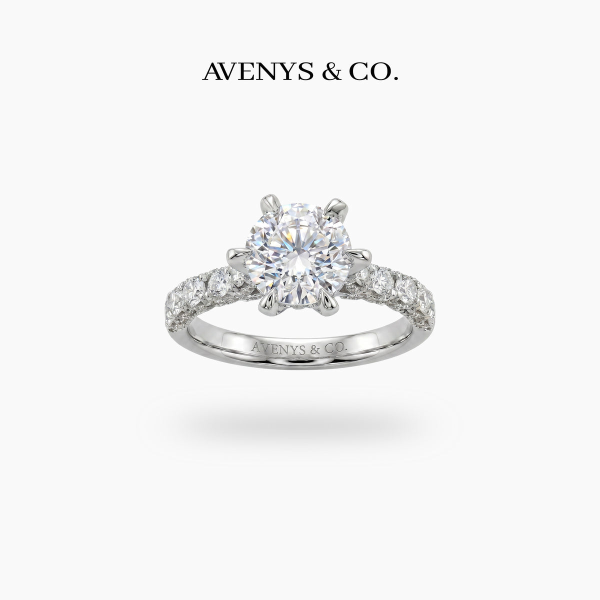 Stardust 3ct Solitaire Ring with White Round Stone – on White Gold