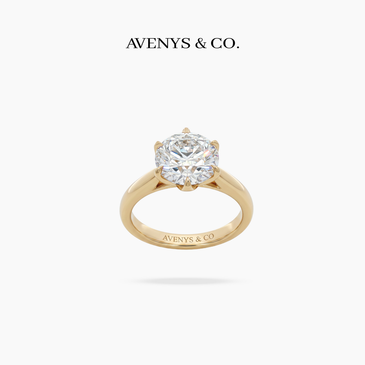 Avenys Reserve™ Floral Ring – 2.4ct Heart & Arrows Round Lab Grown IGI Certified Diamond in 18K Yellow Gold