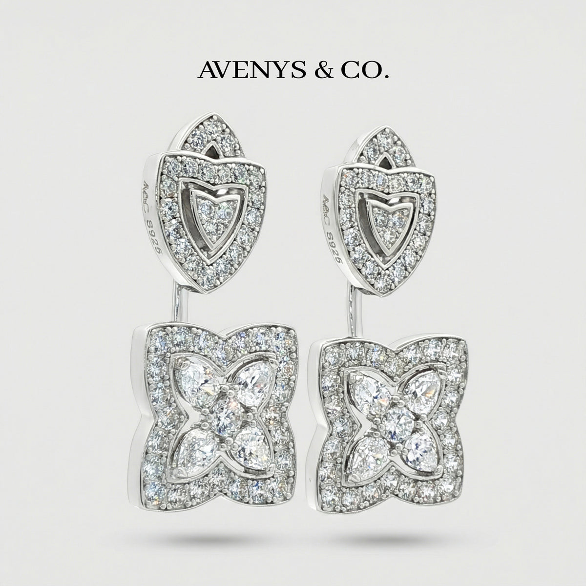 Lotus Earrings with White Round Stone – on Yellow Gold