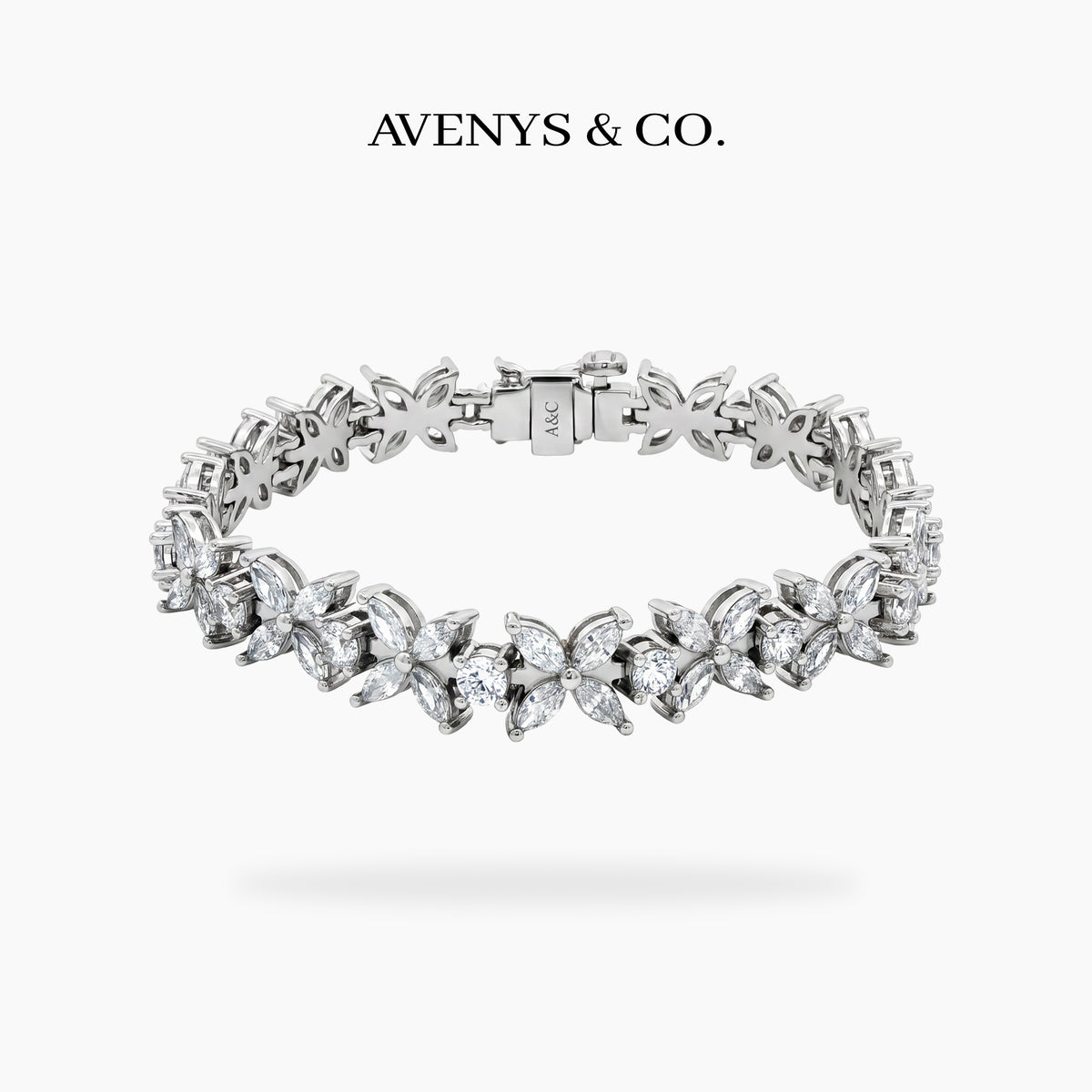 Star Eternity Classic Bracelet with White Marquise Stone – on White Gold