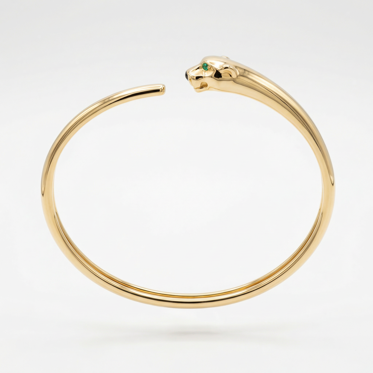 Tiger Bangle with Green Round Stone – on Yellow Gold – AVENYS MALAYSIA