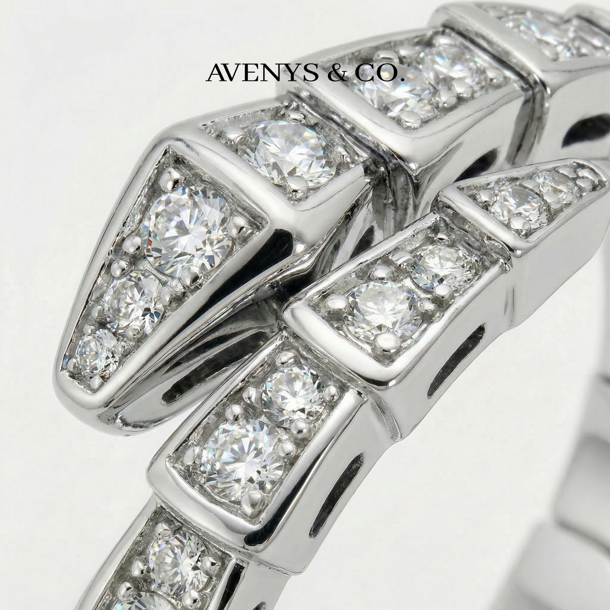 Coil Pave Ring with White Round Stone – on White Gold