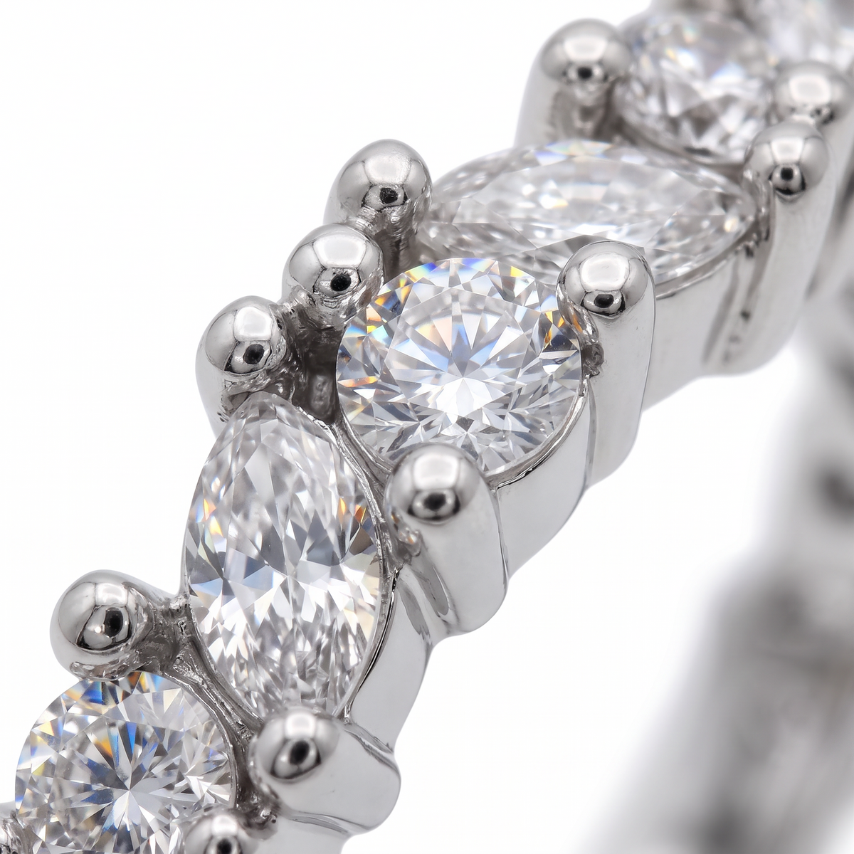 AV Forever™ Marquise Half  Eternity Ring (2mm) with White Marquise Stone – on White Gold