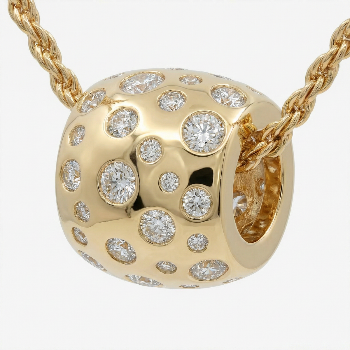 Constellation Pendant Necklace with White Round Stone – on Yellow Gold