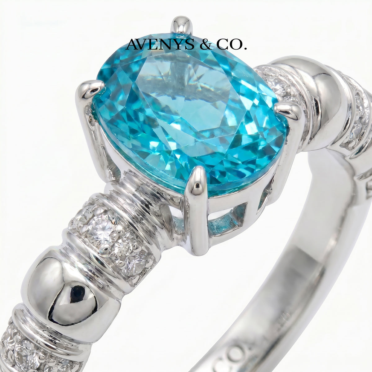 Oval Paraiba Solitaire Ring with Paraiba Oval Stone – on White Gold