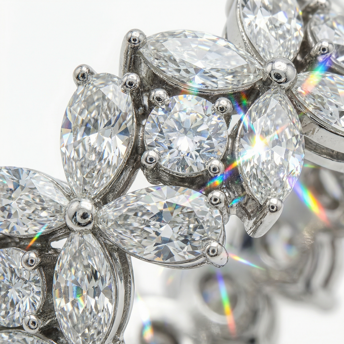 Pear Marquis Eternity Ring with White Pear Stone – on White Gold