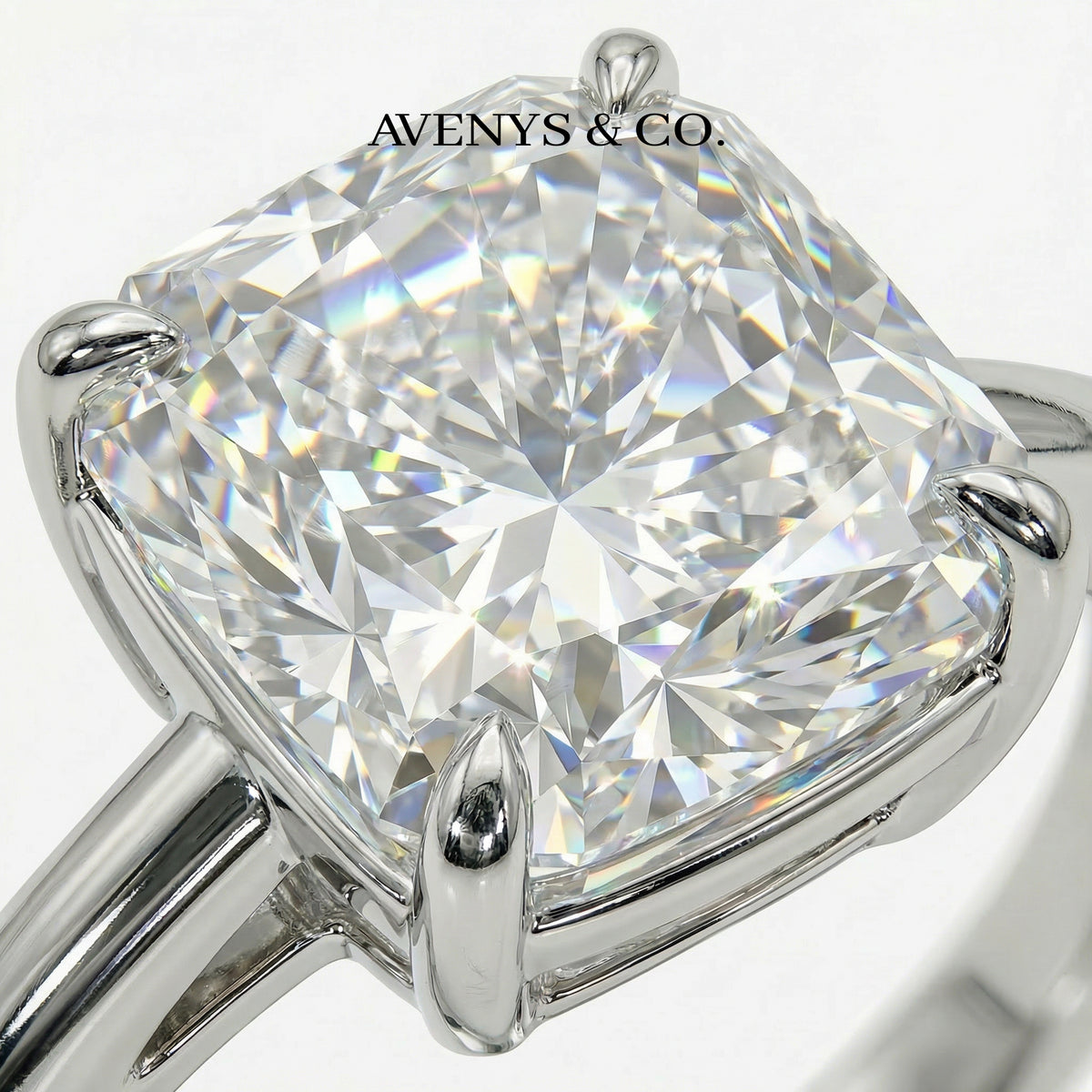 Princess Square Ring with White Princess Stone – on White Gold