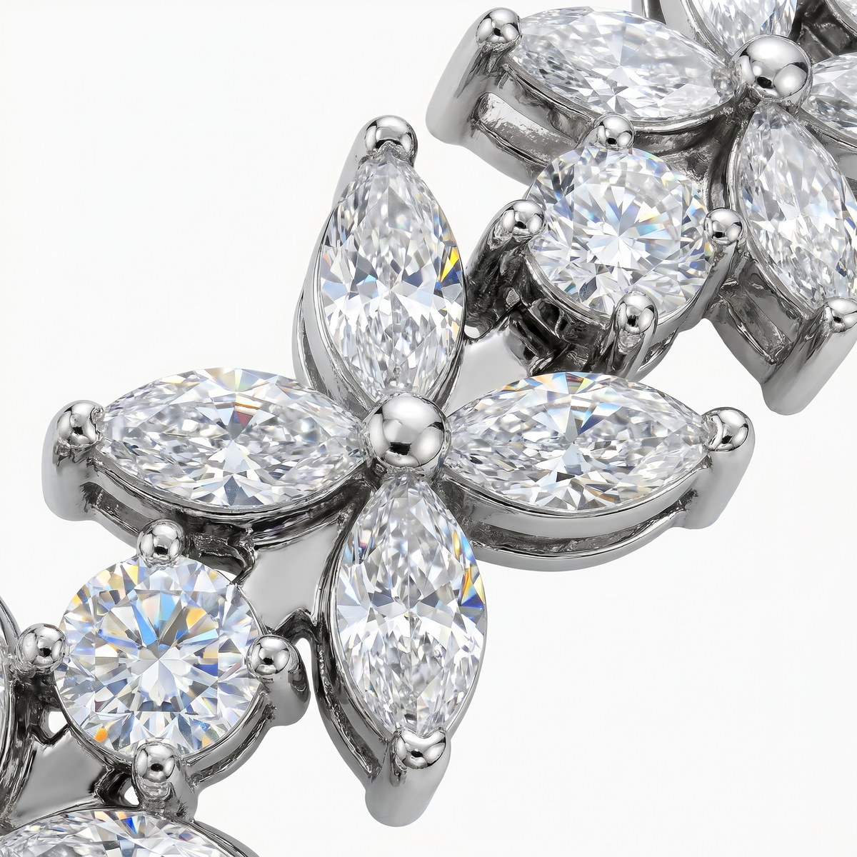 Star Eternity Classic Bracelet with White Marquise Stone – on White Gold