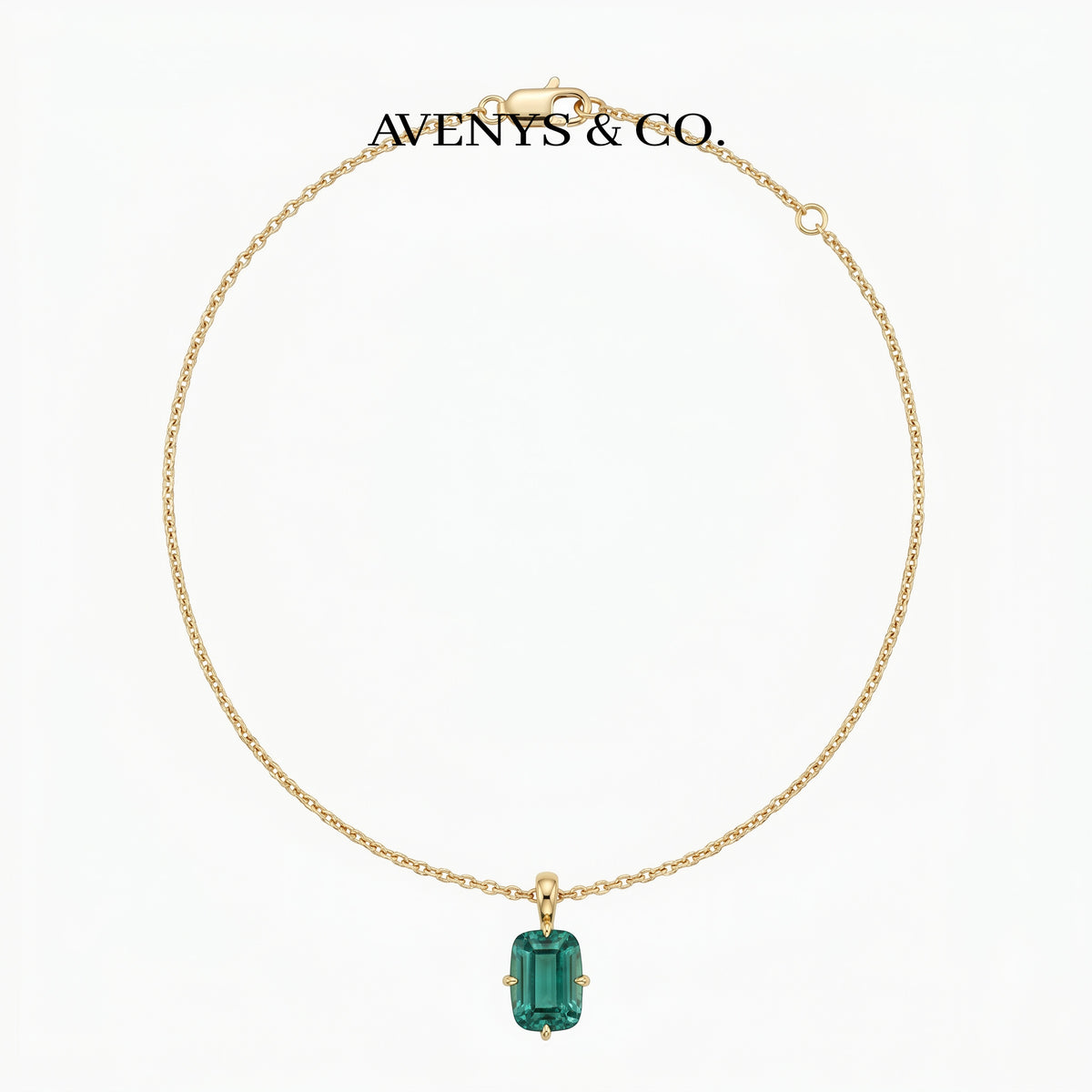 Modern Solitaire Necklace with Blue Oval Stone – on Yellow Gold