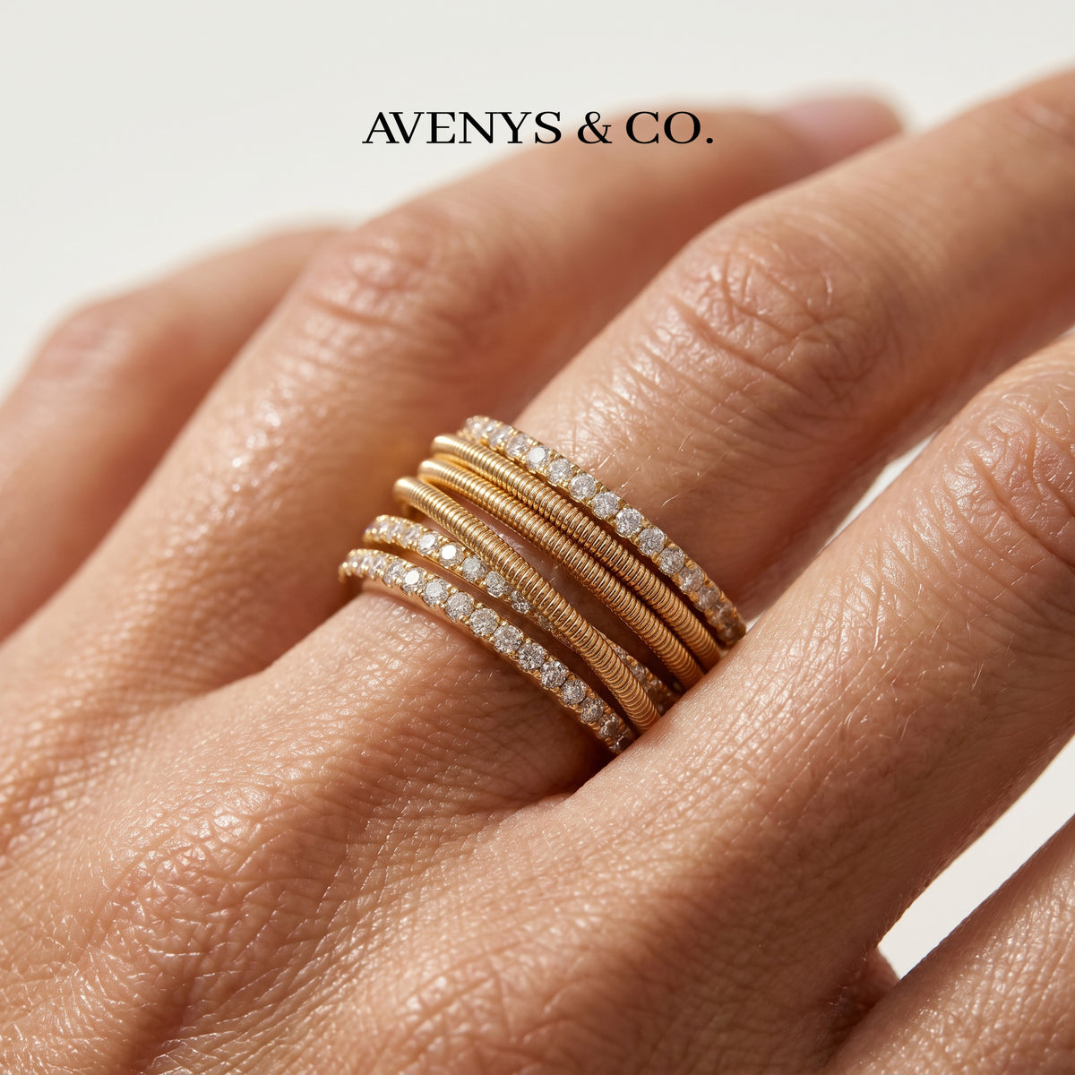 Crossline Wide Pave Ring with White Round Stone – on White Gold
