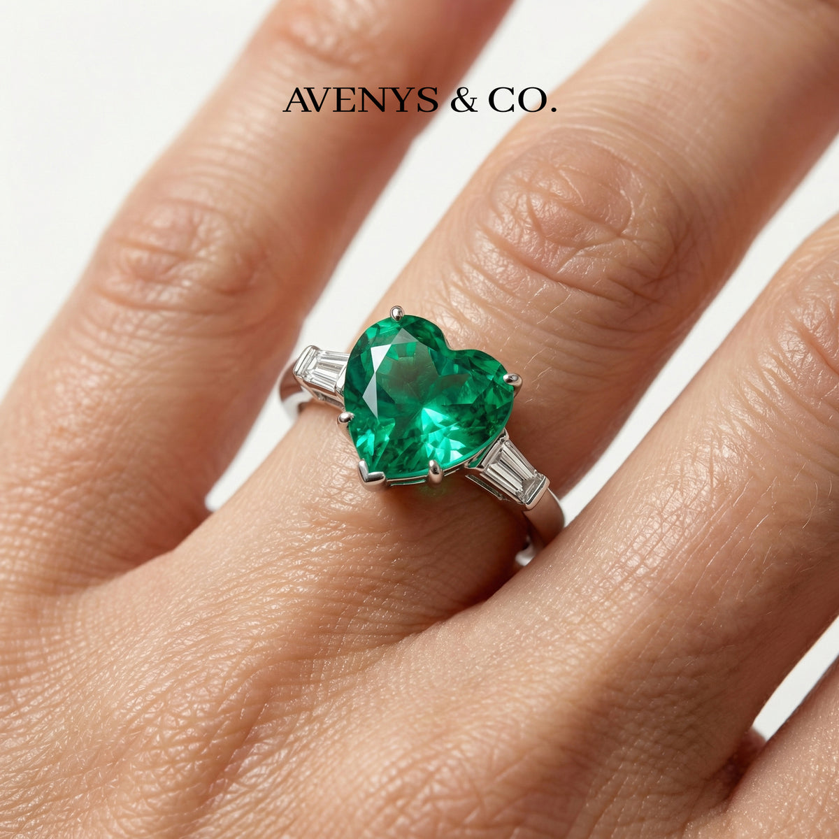 Love Heart Trilogy with Paraiba Heart Stone – on White Gold