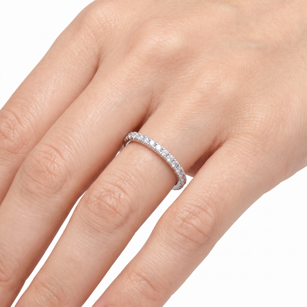 AV Forever™ Eternity Ring (2mm) with White Round Stone – on White Gold