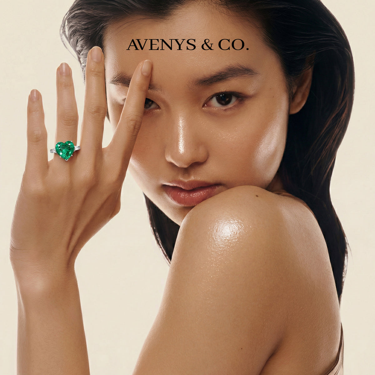 Love Heart Trilogy with Paraiba Heart Stone – on White Gold