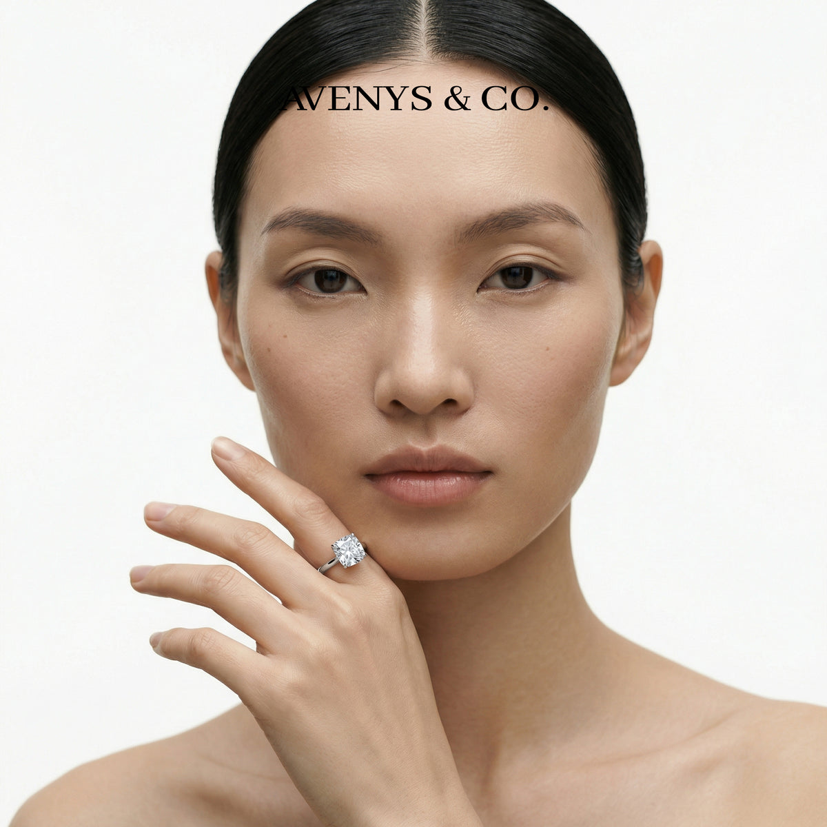 Princess Square Ring with White Princess Stone – on White Gold