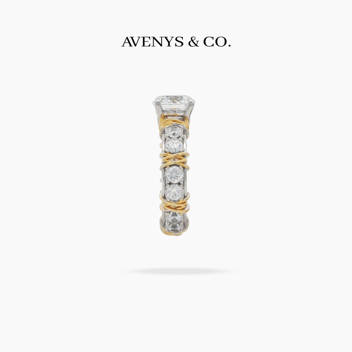AV Signature Solitaire Ring with White Round Stone – on White Gold