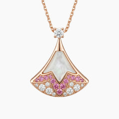 Rose Gold Charm Necklace with Round Brilliant Diamond Pendant