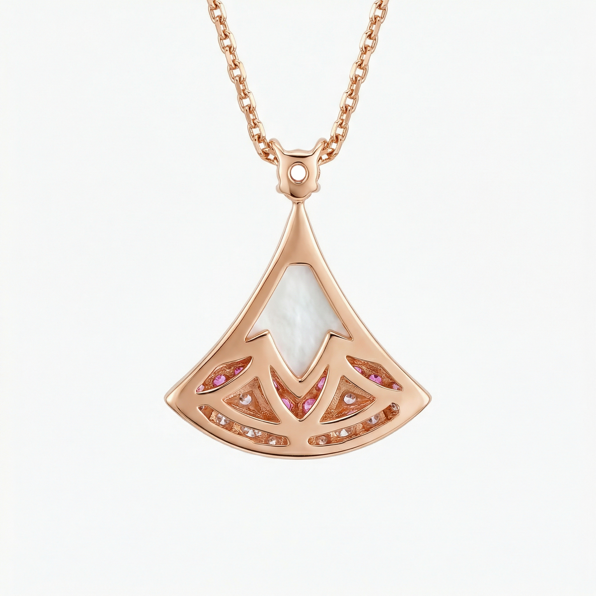 Rose Gold Charm Necklace with Round Brilliant Diamond Pendant