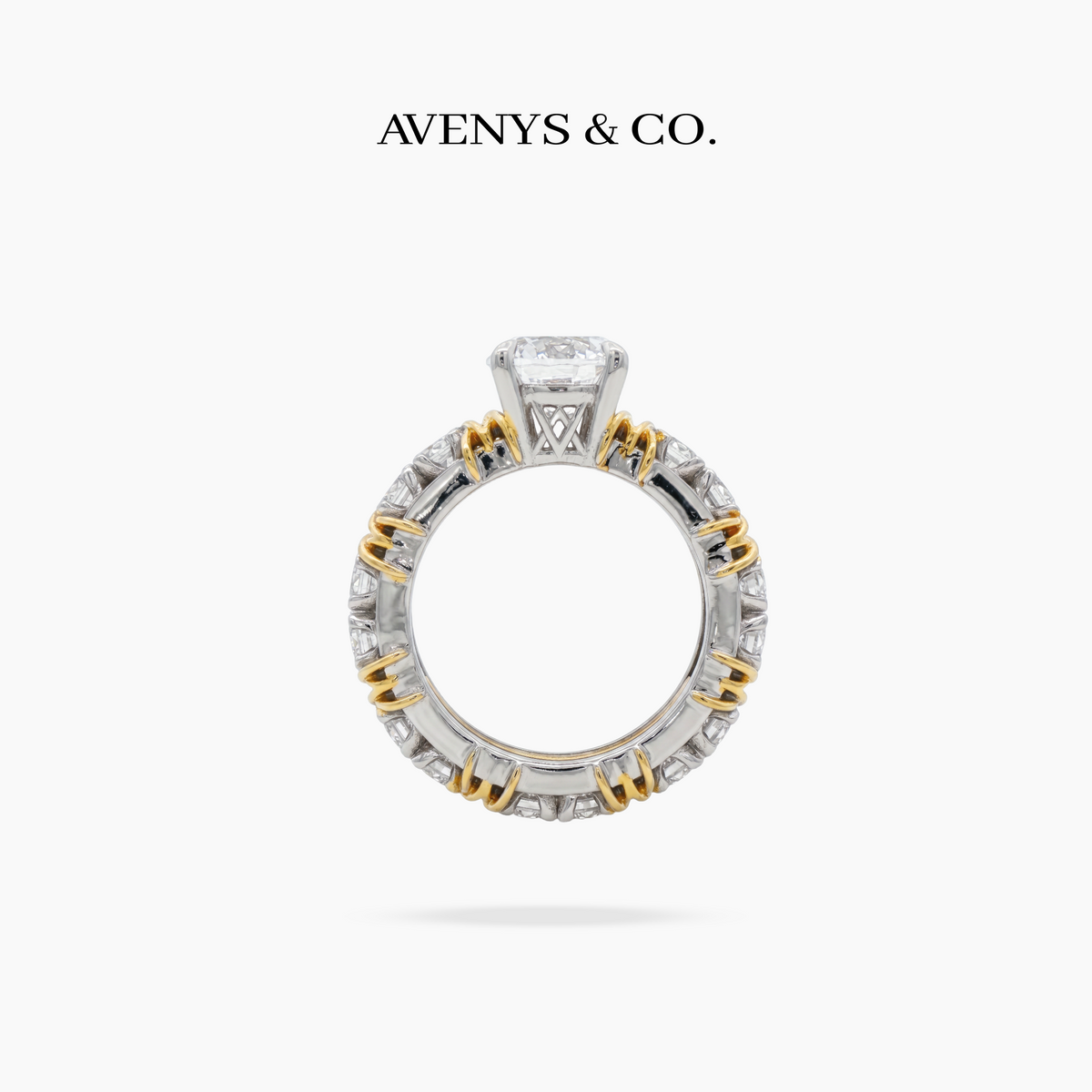 AV Signature Solitaire Ring with White Round Stone – on White Gold