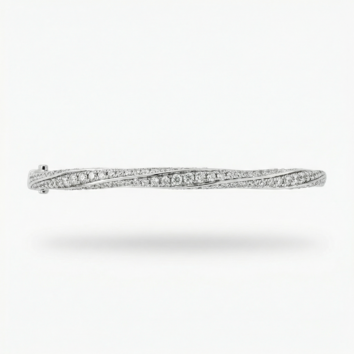 Spiral Bangle with White Round Stone – on White Gold
