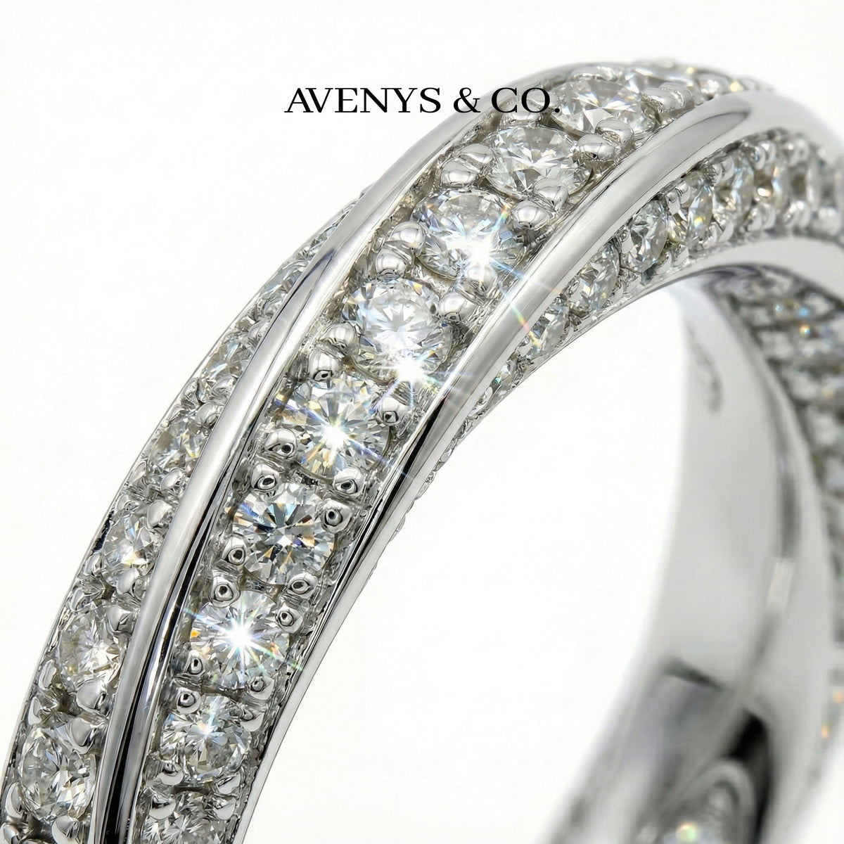 Spiral Ring with White Round Stone – on White Gold
