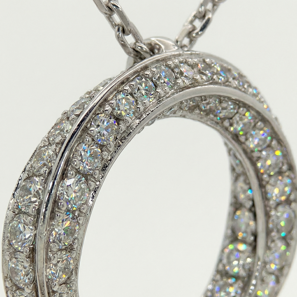 Spiral Necklace with White Round Stone – on White Gold