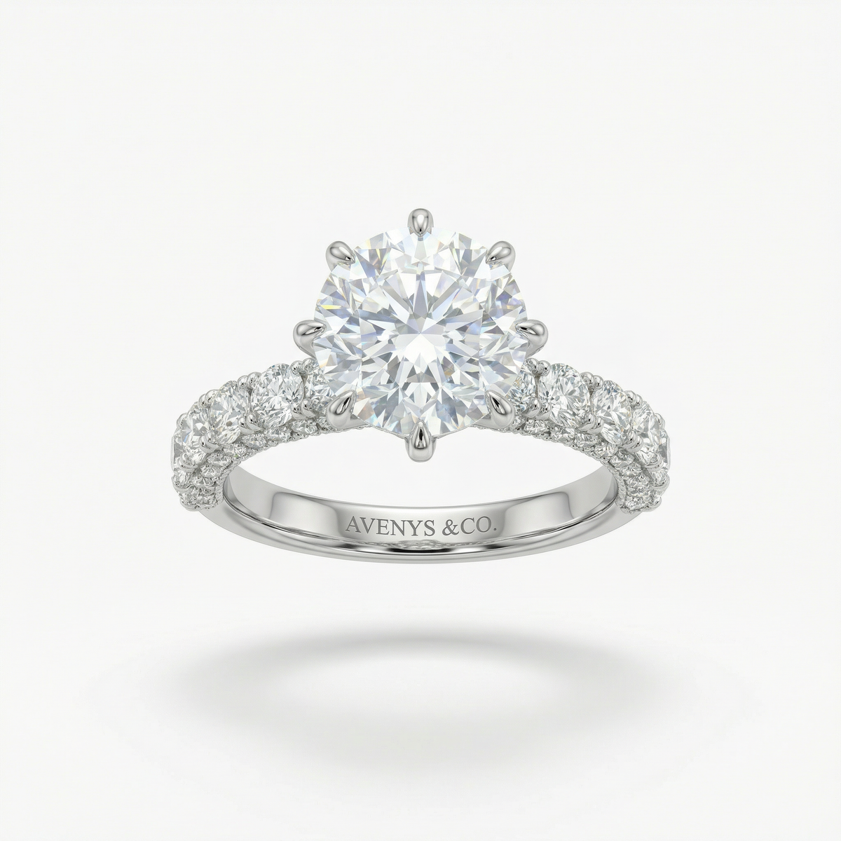 Startdust 6ct Solitaire Ring with White Round Stone – on White Gold
