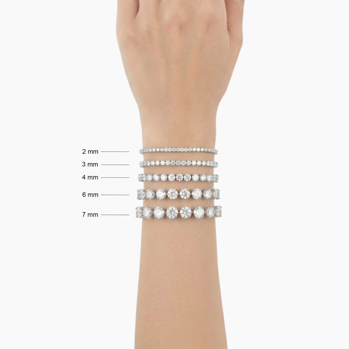 Classic Tennis Bracelet (3mm) with White Round Stone – on White Gold