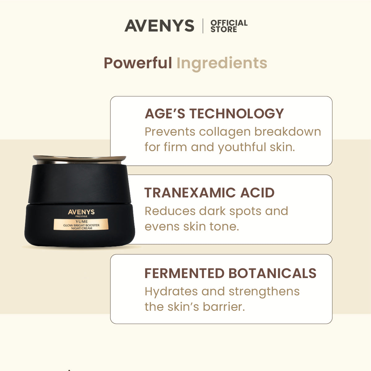 AVENYS Prestige YUME Glow Bright Booster Night Cream