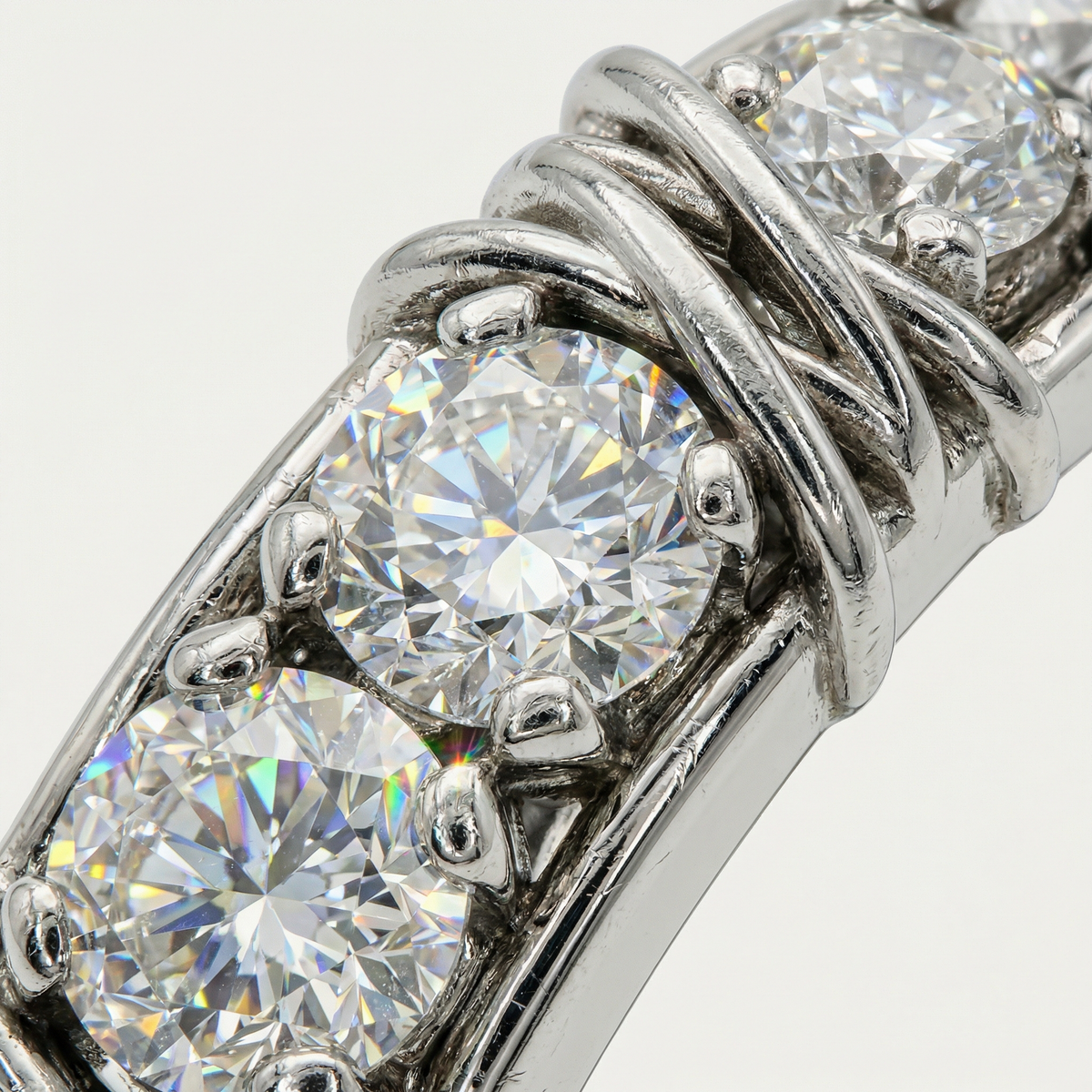 AV Signature Ring Mens with White Round Stone – on White Gold