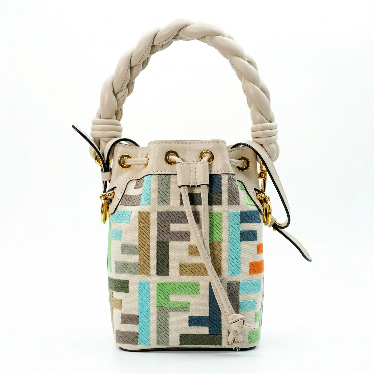 Fendi Mini Mon Tresor – Multicolor FF Embroidered Canvas