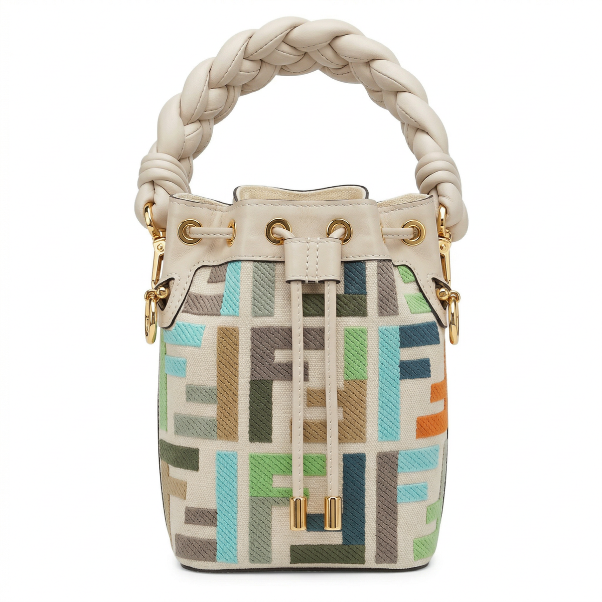 Fendi Mini Mon Tresor – Multicolor FF Embroidered Canvas