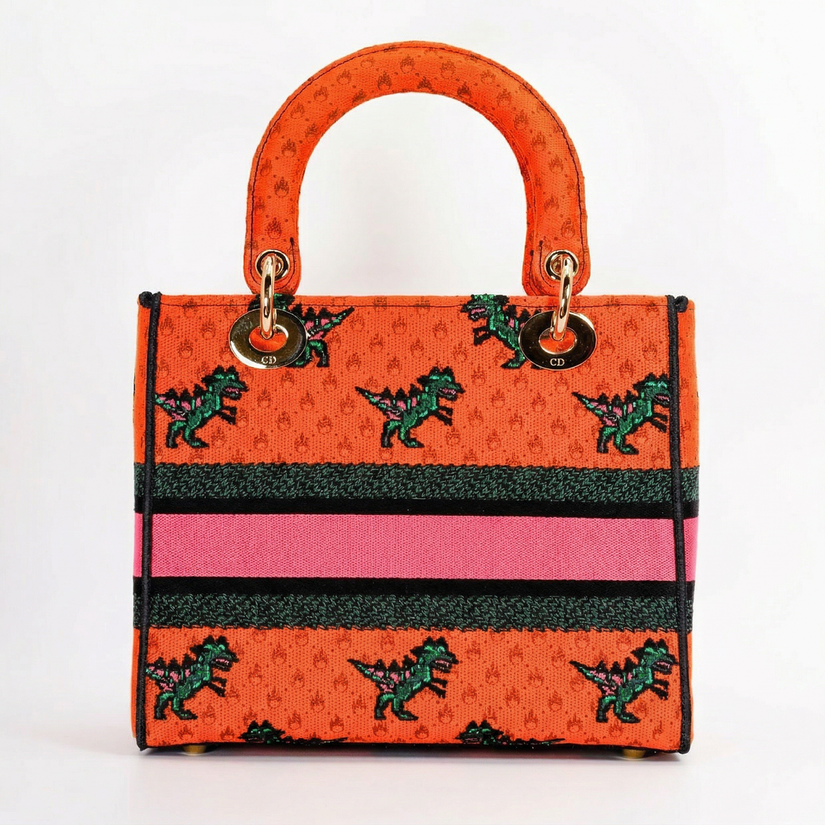 Christian Dior Medium Lady D-Lite – Dino Embroidered Canvas