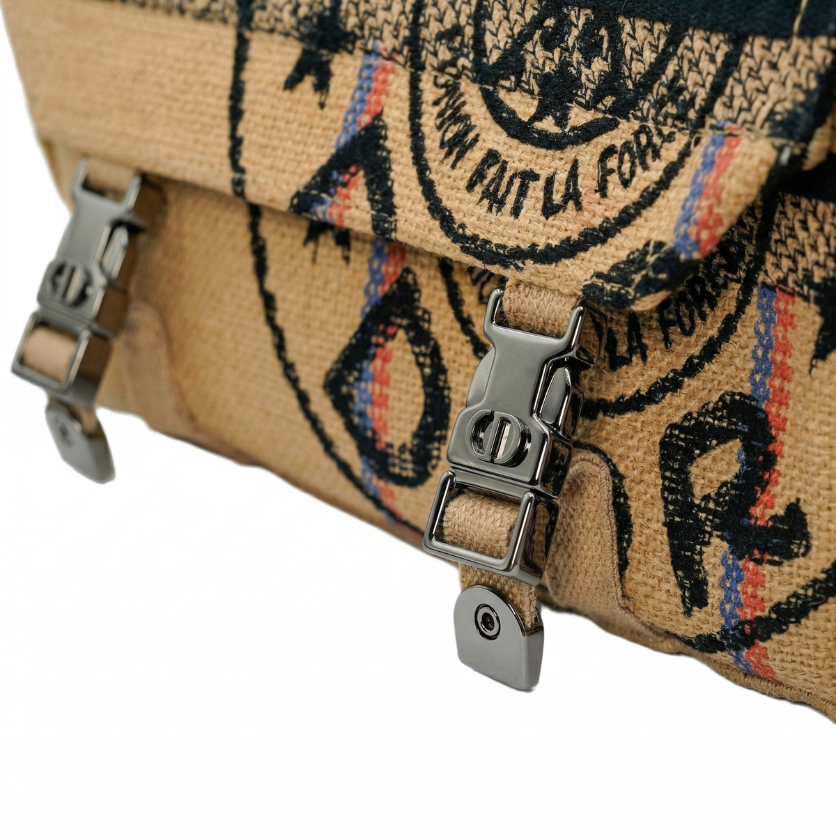 Dior Diorcamp Small – "L'Union Fait La Force" Jute Canvas