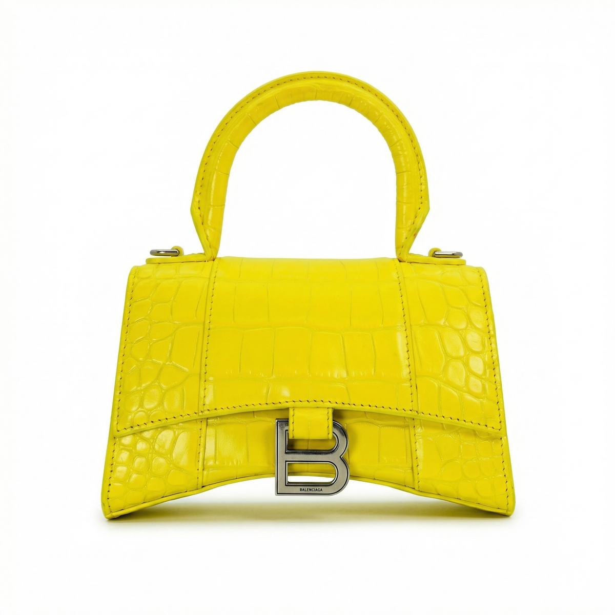 Balenciaga Hourglass Top Handle XS – Croc-Embossed Calfskin