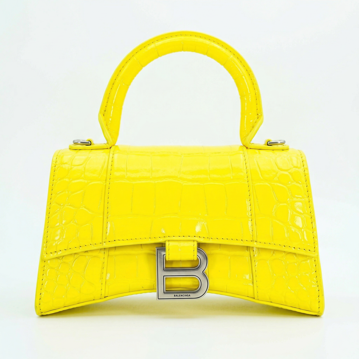 Balenciaga Hourglass Top Handle XS – Croc-Embossed Calfskin