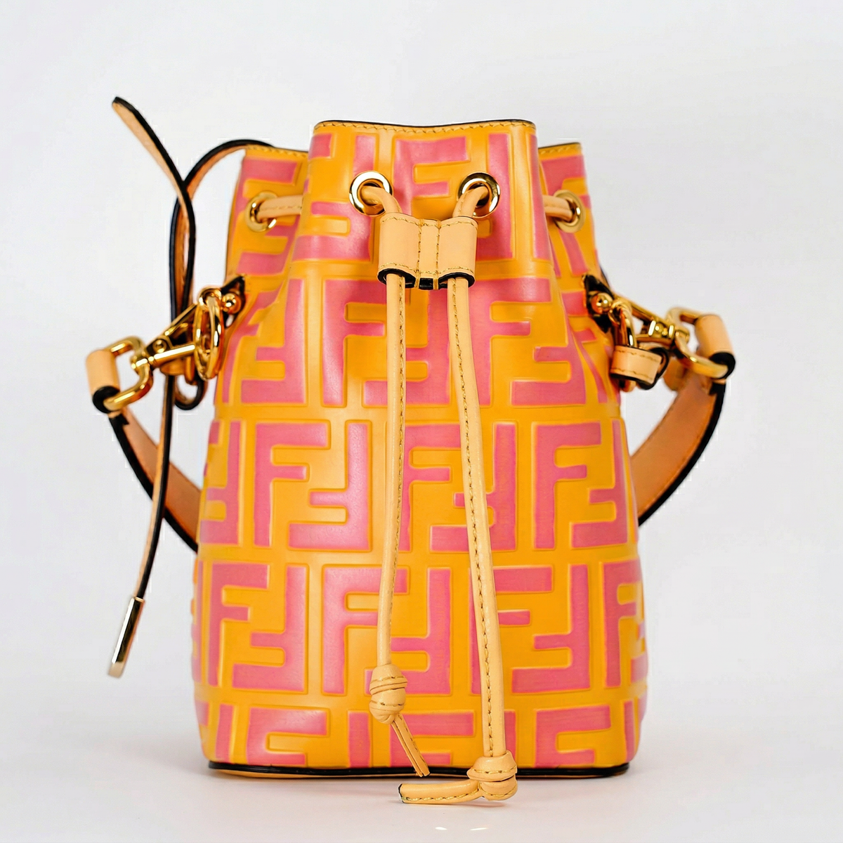 Fendi Mini Mon Tresor – Orange Hand-Painted FF Embossed Leather