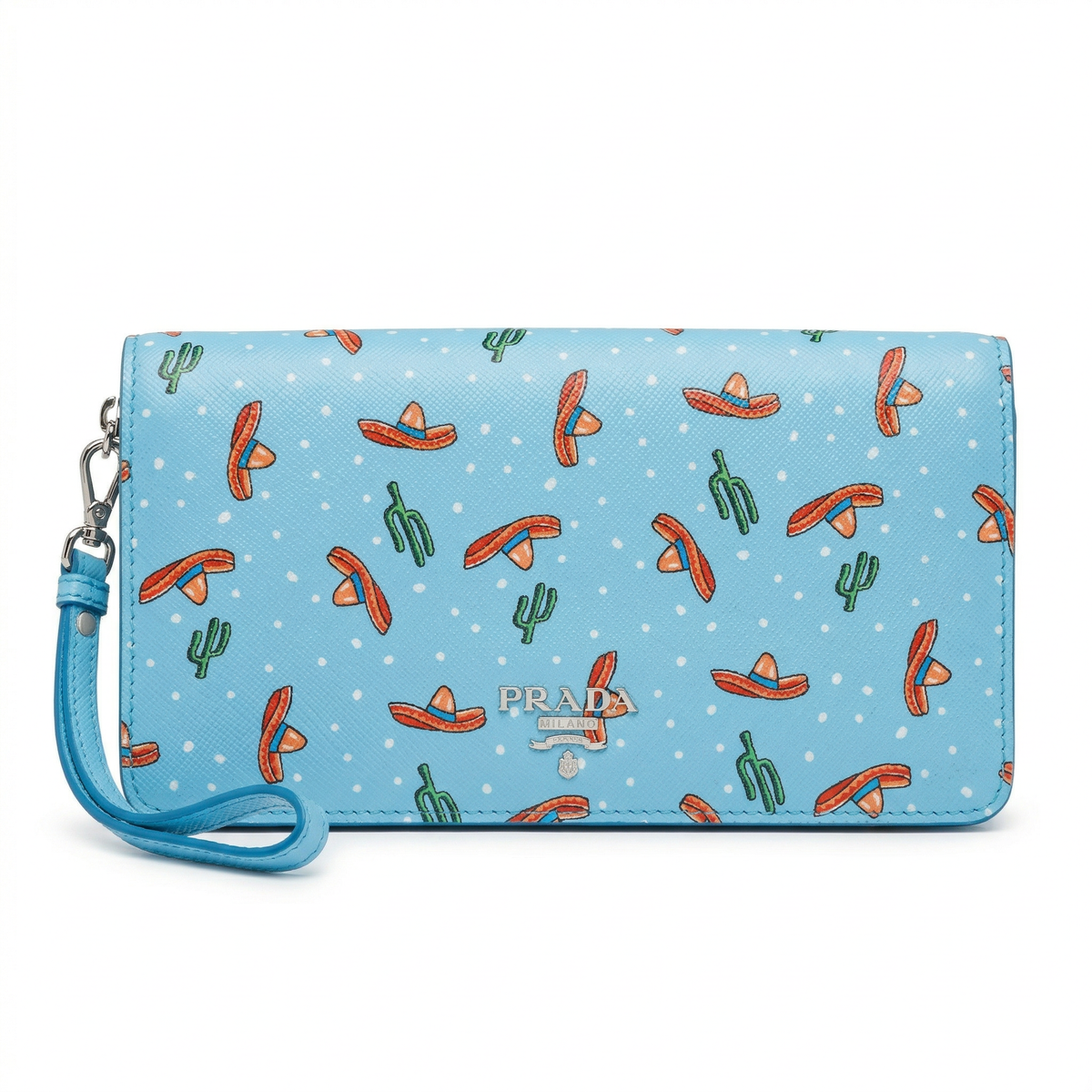 Prada Saffiano Wallet-on-Strap – Sombrero and Cactus Print