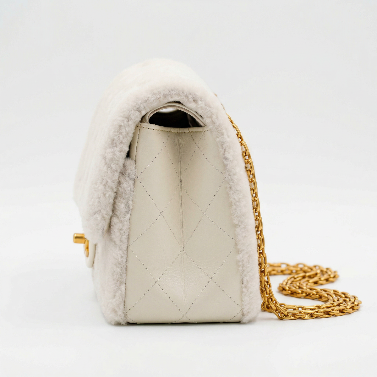 Chanel Quilted Shearling Flap Bag