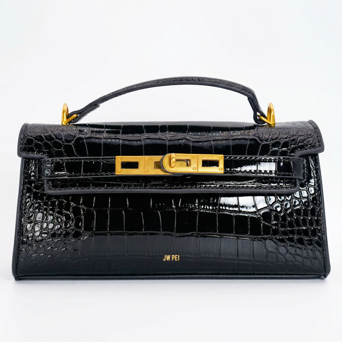 JW PEI Harlee Top Handle - Croc-Embossed - Black