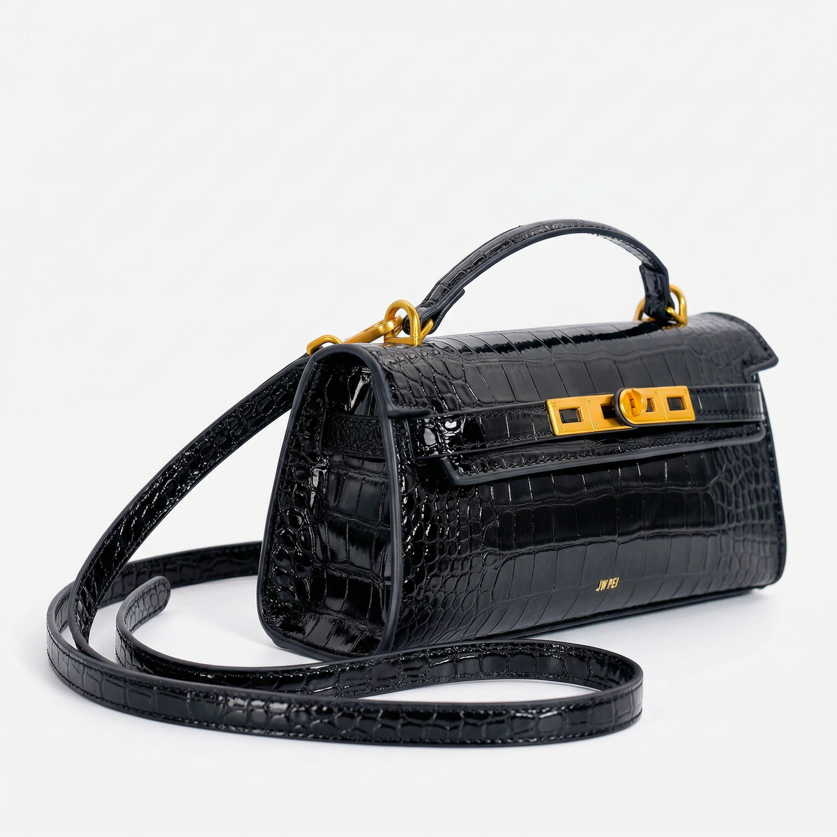 JW PEI Harlee Top Handle - Croc-Embossed - Black
